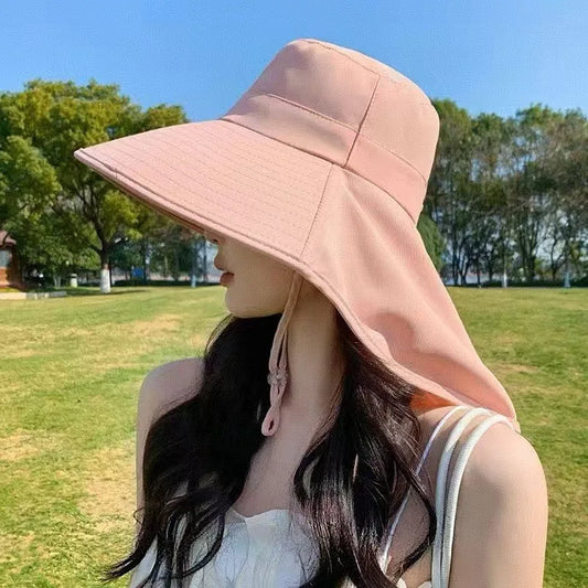 Wide Brim Sun Hat Adjustable Back Bow Hat