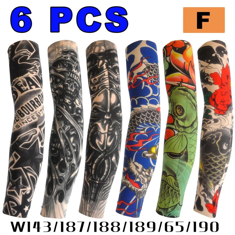 6 PCS Tattoo Sleeve for Men or Women Anti-Sunburn Sleeve Elastic Outdoor
