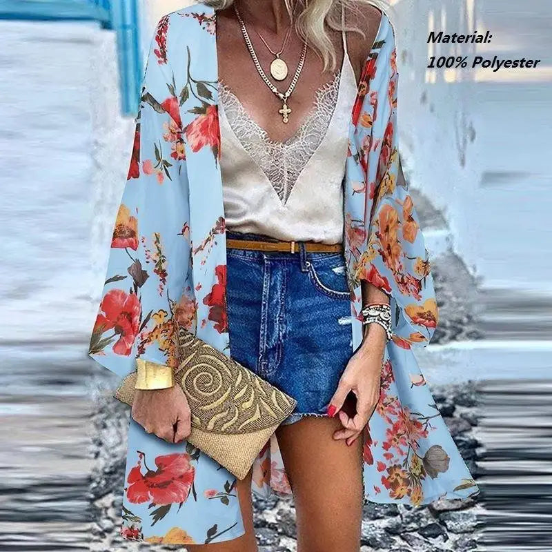 Women's Boho Blouse Cardigan Top, Casual Cover-Up in 12 designs