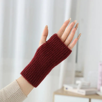 3 Ways to Wear Removable Suede Knit Gloves, Warm Touch Screen Fashion, Elegant Elasticity, Softly Thickened