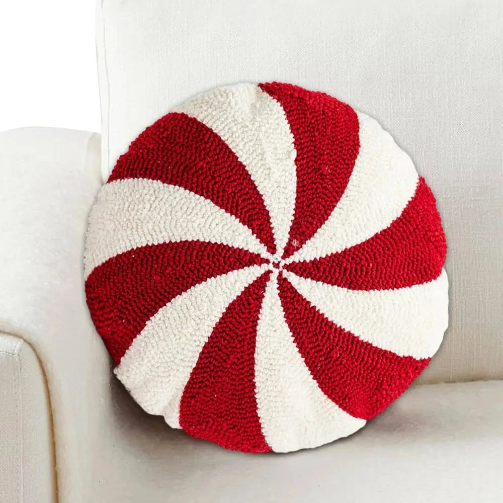 Christmas Candy Cane or Peppermint Shaped Soft Throw Pillows