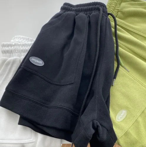 Women's comfortable loose wide-legged Elastic and drawstring Slim fit casual versatile sports shorts