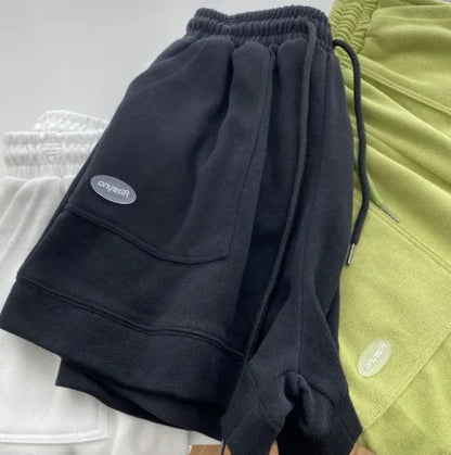 Women's comfortable loose wide-legged Elastic and drawstring Slim fit casual versatile sports shorts