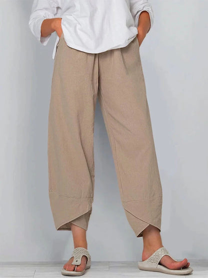 18 Solid and Patterned Cotton Linen Harem Pants, Wide Leg Trousers with Pockets