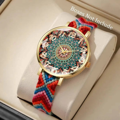 Vintage Woven Strap Ladies Quartz Wristwatch （Without Box）