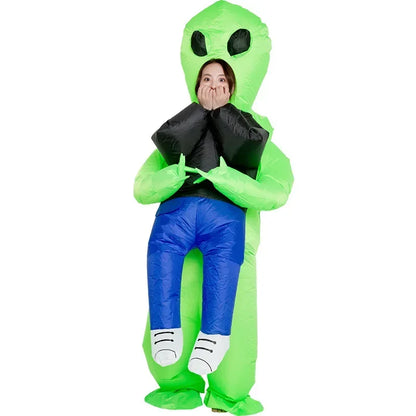 Inflatable Alien Costume With Fish Head Mask Funny Halloween Cosplay Suit For Adults