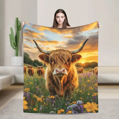 Christmas Highland Cow Fleece Blanket t for Home 150*125cm Piece. 25 Different Prints