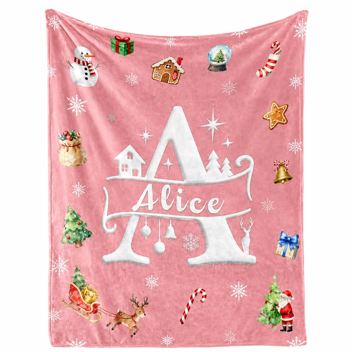 Personalized Christmas Blanket Customized Name Great Stocking Stuffer. 7 colors
