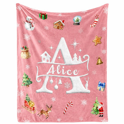 Personalized Christmas Blanket Customized Name Great Stocking Stuffer. 7 colors