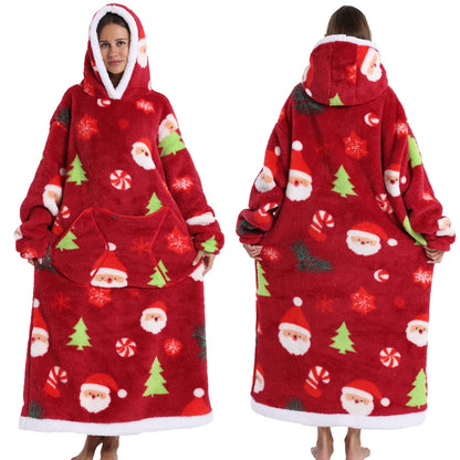 Super Long Flannel Pullover Night Shirt with Pocket and Hood, Super Snuggly for Men and Women, 12 Different Prints