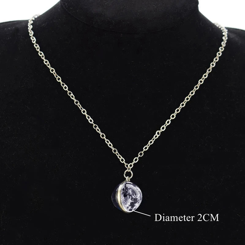 Double-Sided Galaxy Planet Glass Ball Pendant Necklace Sun Earth Moon Mars Galaxy Necklaces