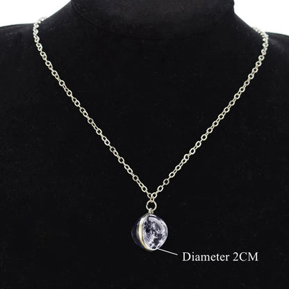 Double-Sided Galaxy Planet Glass Ball Pendant Necklace Sun Earth Moon Mars Galaxy Necklaces