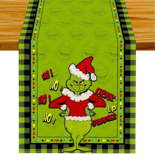 Grinch Green Polyester Christmas Table Runner