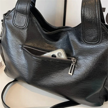 Soft Interior Compartment Shoulder Bag With Zipper Handbags in 3 colors