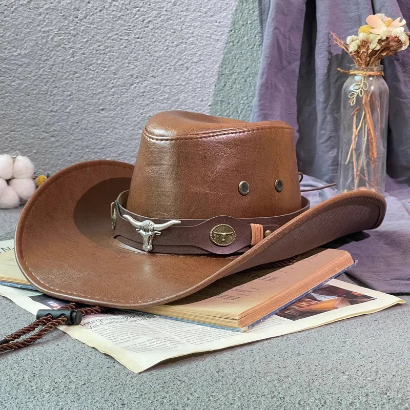 Faux Leather Western Cowboy Hats For Men and Women