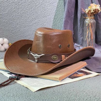 Faux Leather Western Cowboy Hats For Men and Women