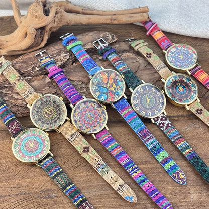 Bohemian Patterned Fashions Ladies Watch 1960's Style Women's Timepiece