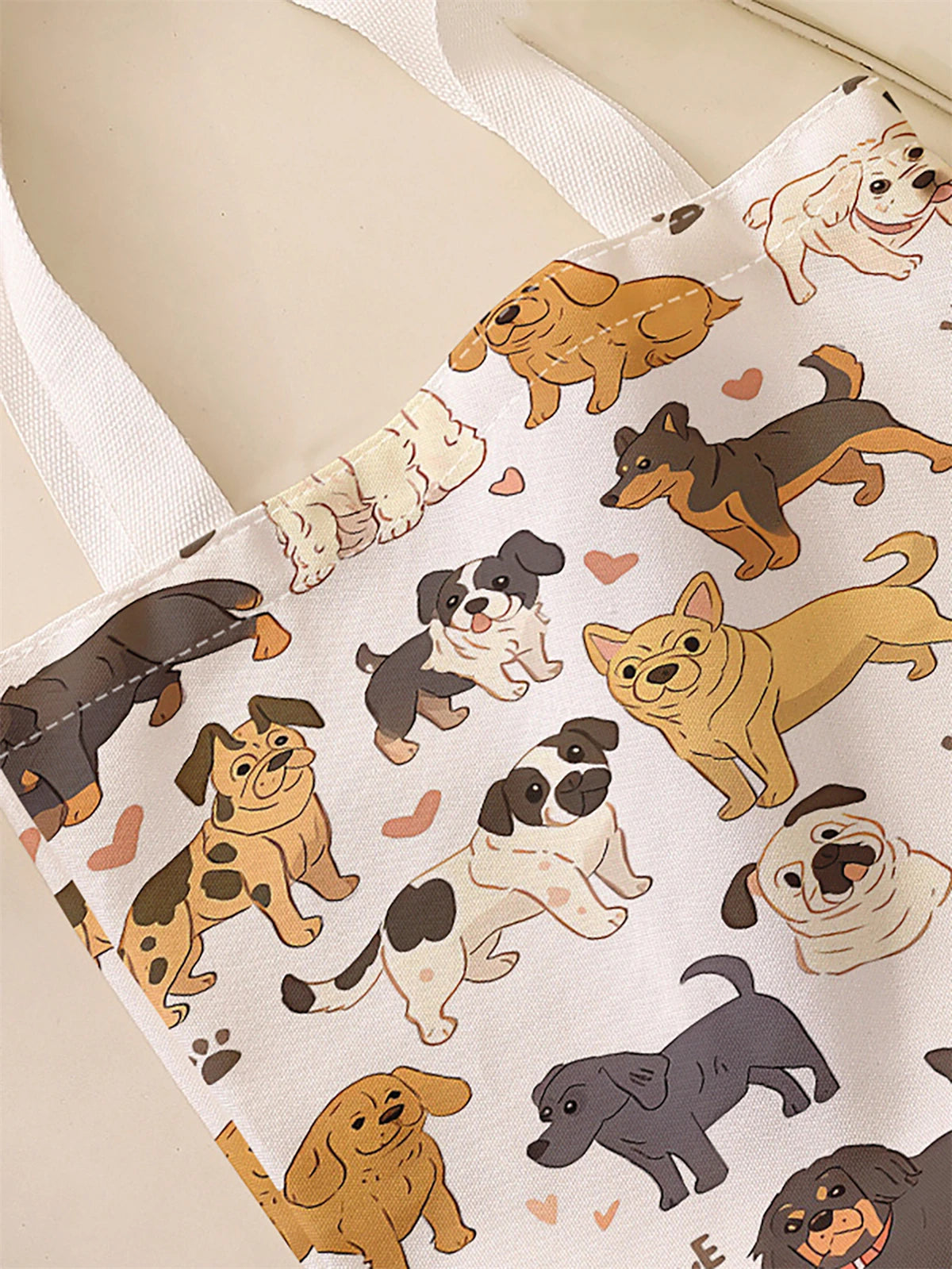 PERFECT GIFT BAG--Canvas Dog pattern printed casual handbag, reusable fashionable backpack, multifunctional handbag,