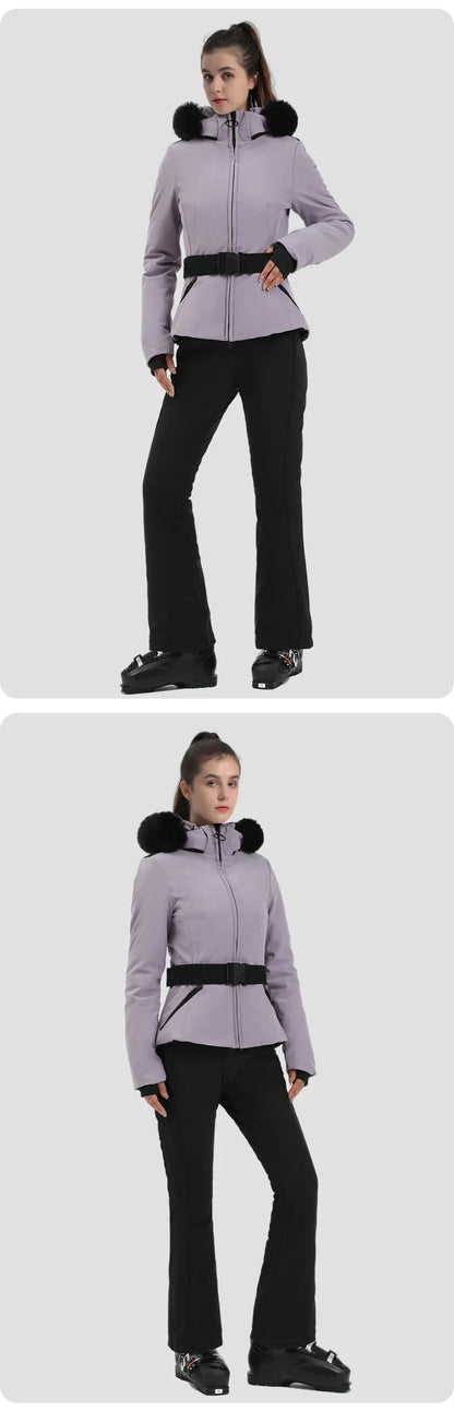 Warm Windproof Hooded Ski Jacket in 8 colors, including Black and White Houndstooth. Ski Pants Sold Separately