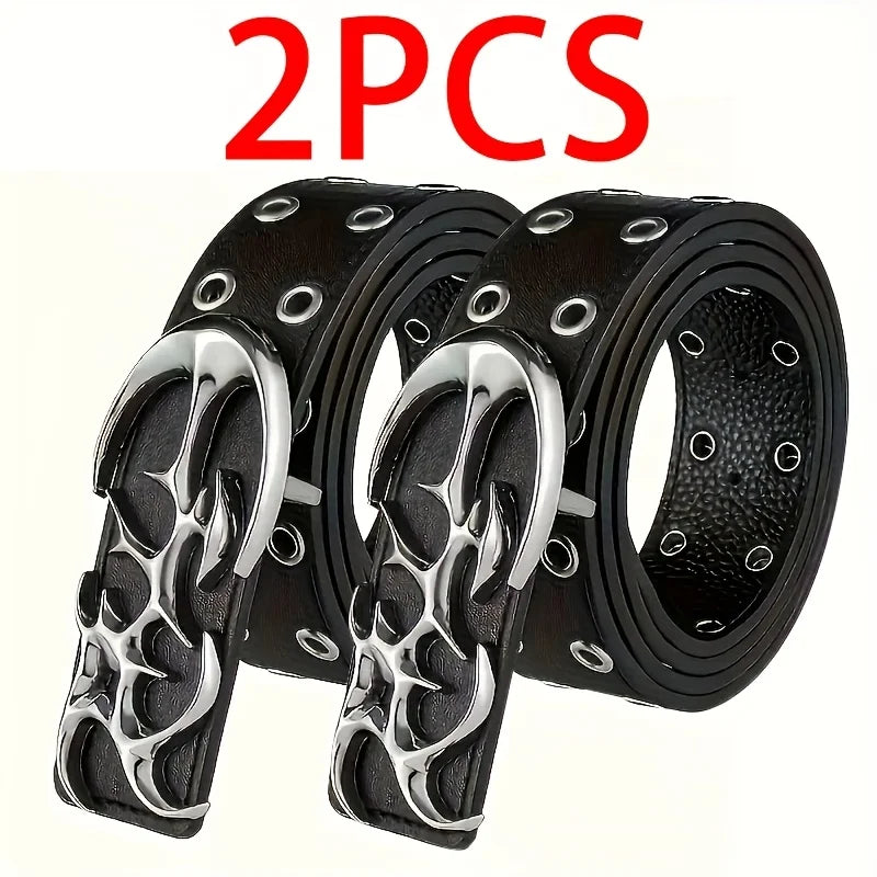 Plus sizes up to 51 Inches Riveted PU Leather Punk Belt For Men and Women