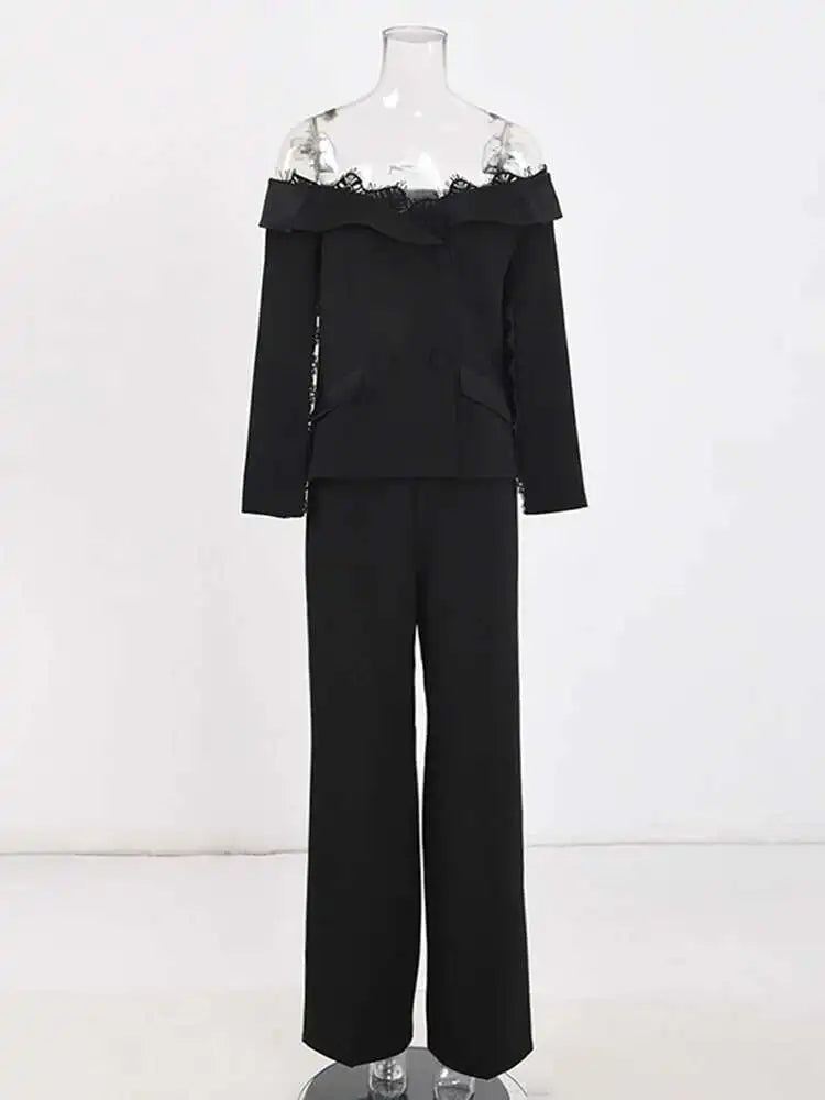 2 Pcs Set Boat Neck Long Lace Slit Sleeves Off the Shoulders Lace Neckline (Can be worn different ways)