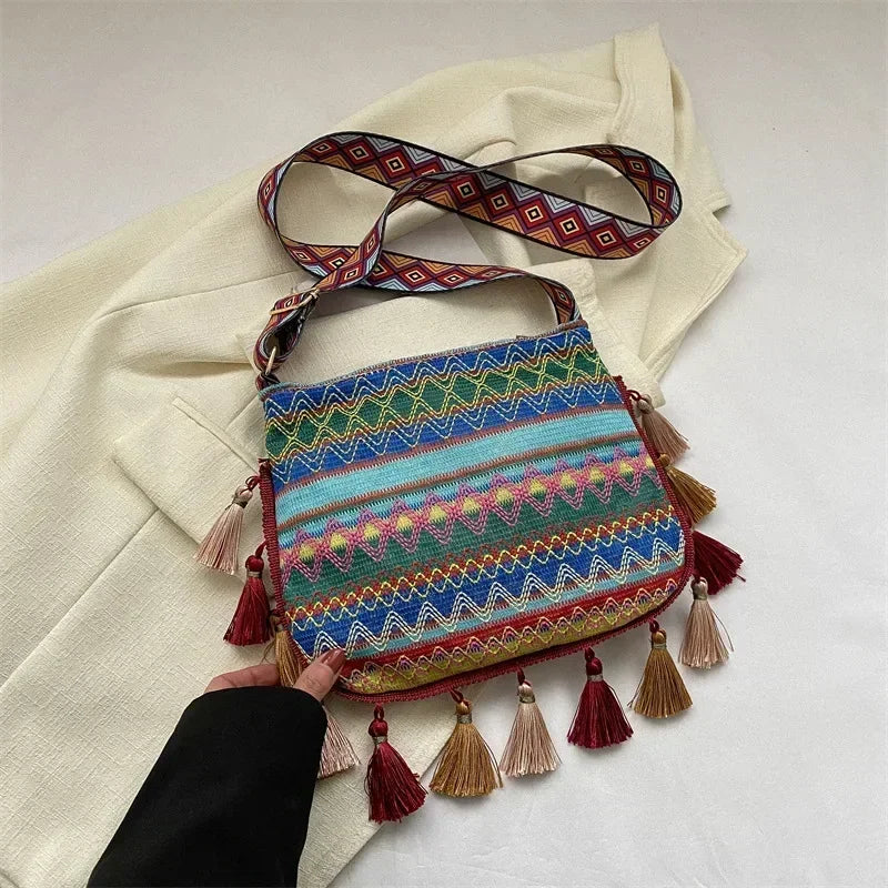 Vintage Ethnic Handwoven Crossbody Hippie Sling Shoulder Bag