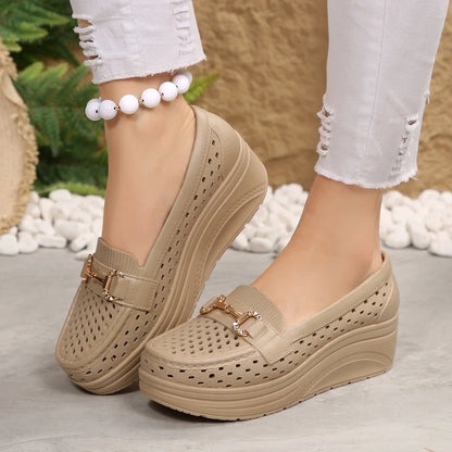 Comfortable Thick-soled Non-slip Shoes for Women, Breathable with a Wedge