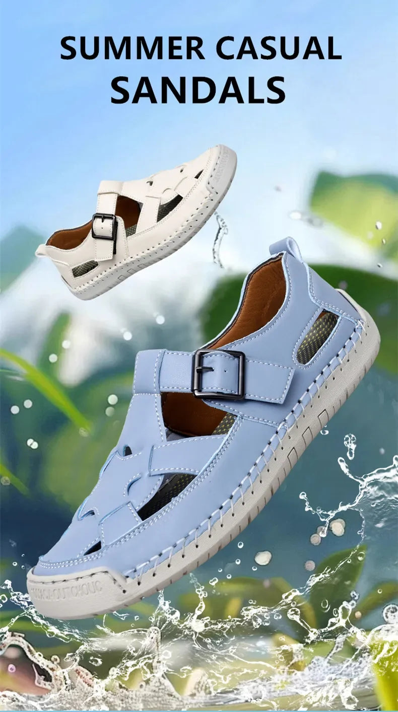Breathable Romanesque Faux Leather Sandals in various colors