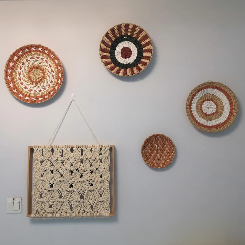 Boho Hand Woven Wall Basket Hanging, Decorative, Rustic, and unique in any room