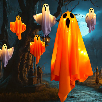 Halloween Hanging LED Ghost Light, in Orange or White