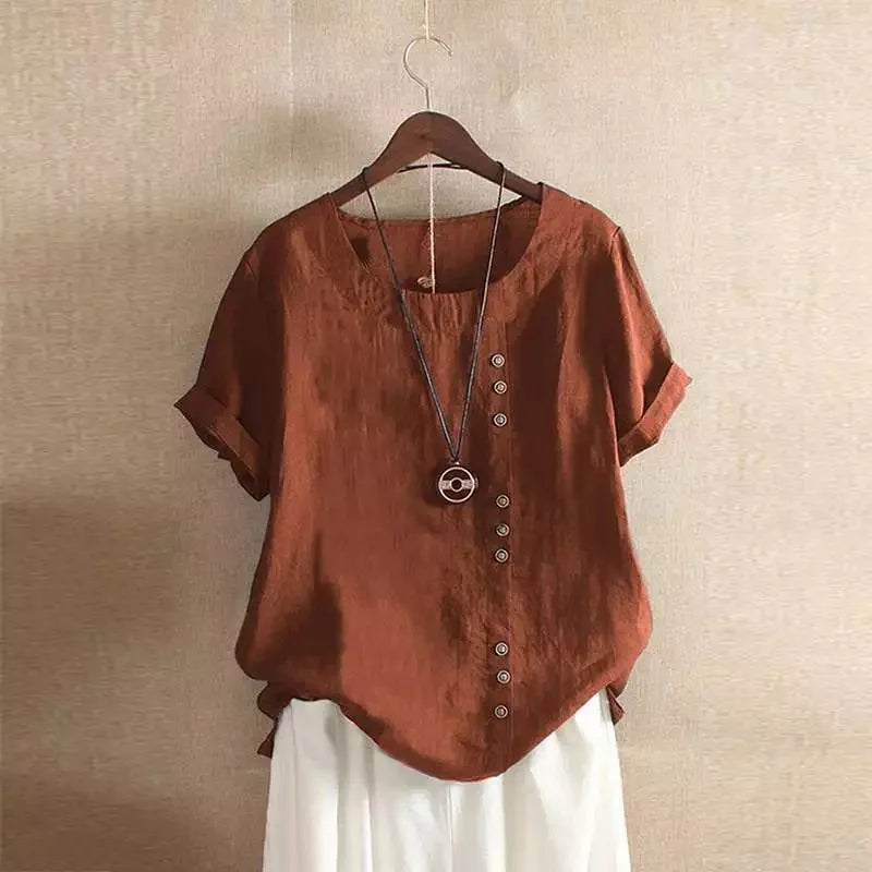 Sizes to 5XL Cotton Linen Vintage T-shirt Casual Loose Long Shirts with rolled sleeves.