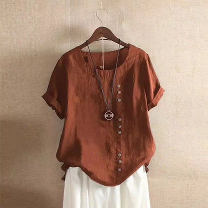 Sizes to 5XL Cotton Linen Vintage T-shirt Casual Loose Long Shirts with rolled sleeves.