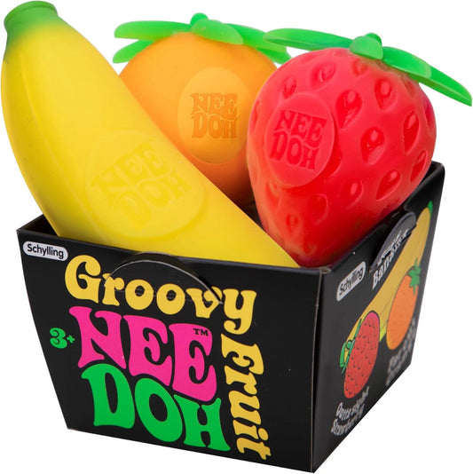 New Fruit NeeDoh Squishies, Simulated Strawberry Banana, Orange Fidget Sensory Tool, Stress Relief Anti-Anxiety