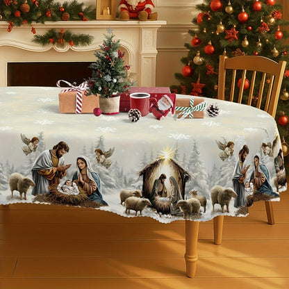 Christmas Nativity Tablecloth in 13 Designs (sizes and shapes listed at end)