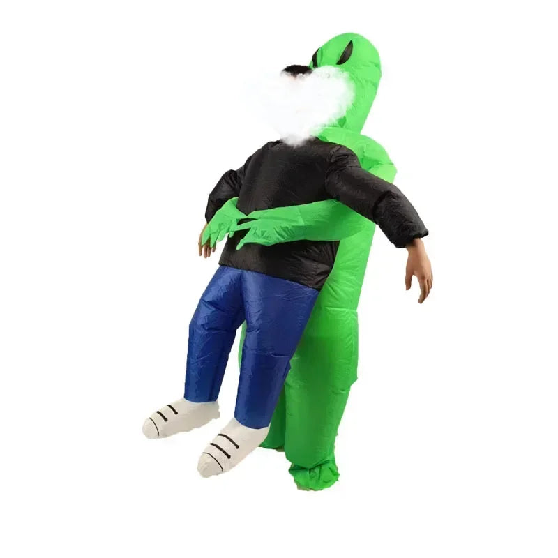Inflatable Alien Costume With Fish Head Mask Funny Halloween Cosplay Suit For Adults