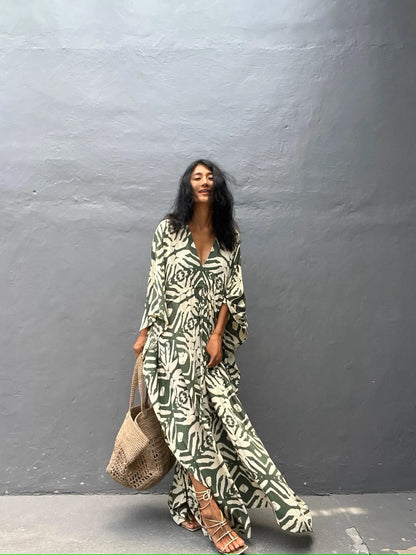 V-Neck Caftan Dresses Swimsuit Cover-Up Lounge Dresses