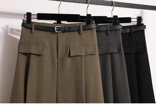 Sizes to 4XL  A-line with Pocket Flaps Solid Simplicity Casual Chic Skirt with Zipper and Elastic Back