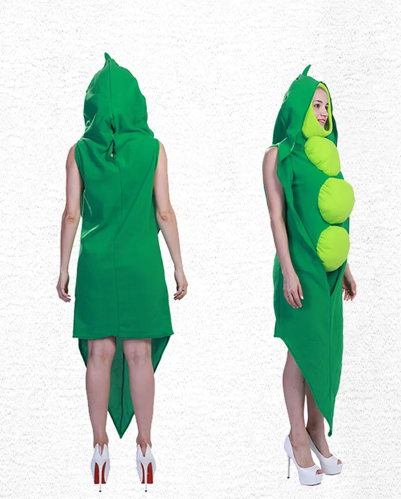 Halloween Funny Cosplay Fruit and Vegetable Costumes, also including grapes, hot pepper, tomato, avocado, and peas!