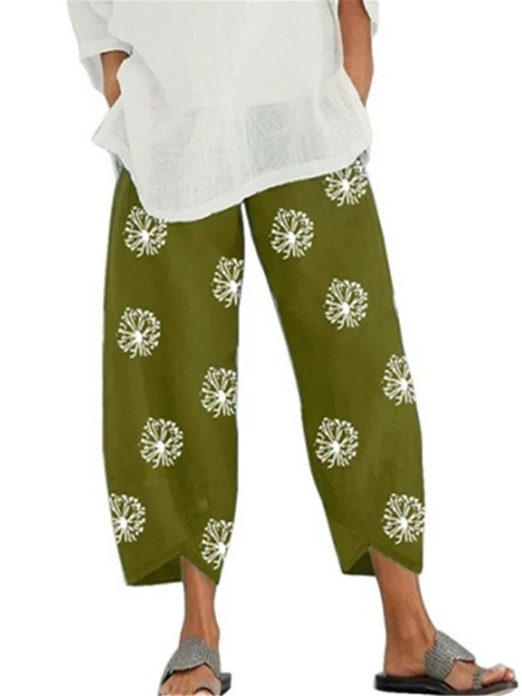 18 Solid and Patterned Cotton Linen Harem Pants, Wide Leg Trousers with Pockets