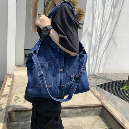Denim Shoulder Bags for Women Casual Jeans Bags Designer Tote Crosbody Luxury Handbags Denim Shopping Bag Bolsos Para Mujer 2024