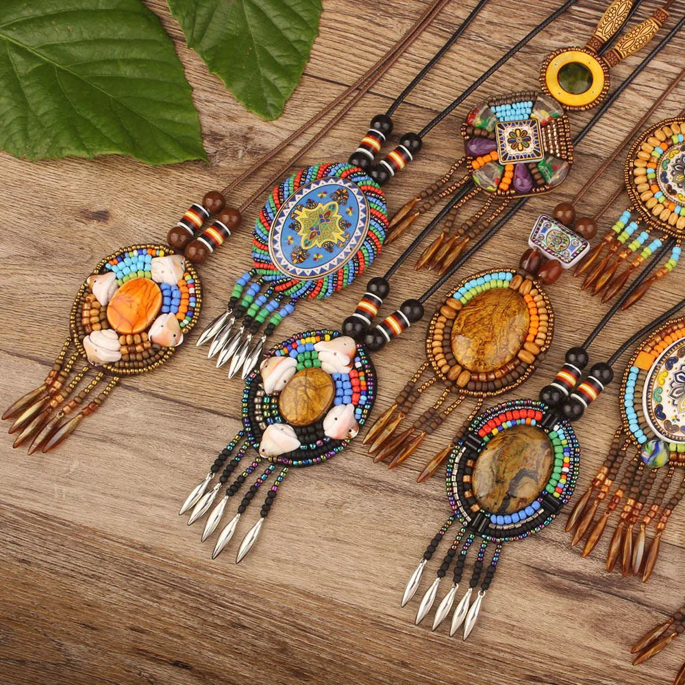 20 Designs handmade Vintage Bohemian leather braided necklace, Nepal jewelry