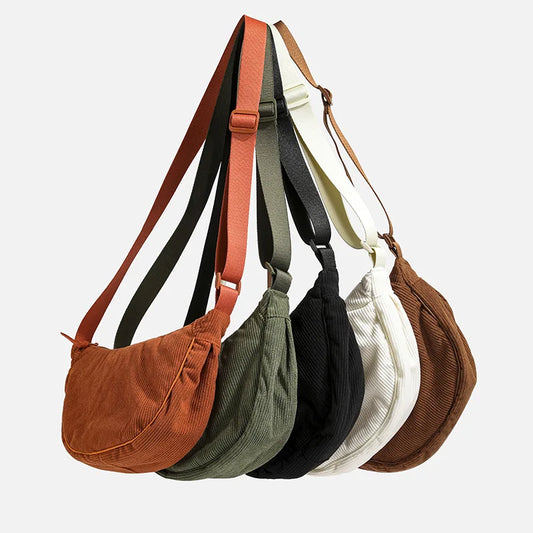 Retro Casual Solid Color Corduroy Women's Hobo Crossbody Bags in 5 Colors