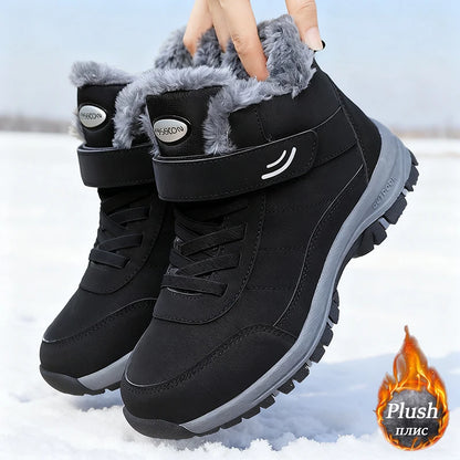 Red or Black Women's Climbing Shoes, Outdoor Sports Cotton Fleece Lined Tie and Strap Closure