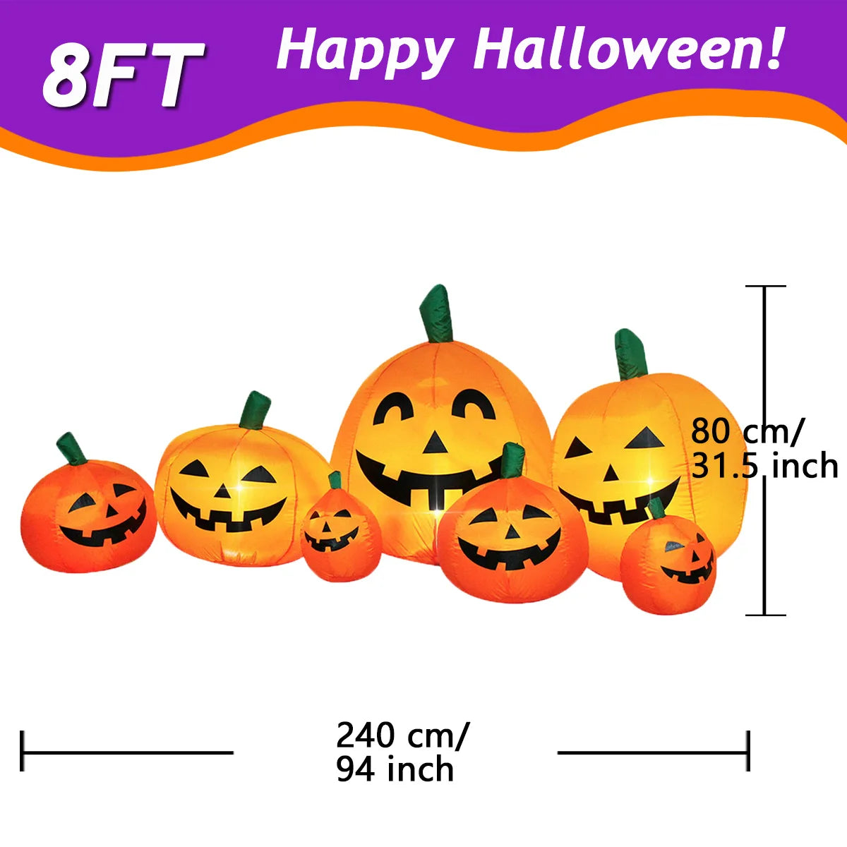 Choose from 9 Different Halloween Inflatables with Built-in LEDs.  Pumplins, Ghosts, and Ghouls
