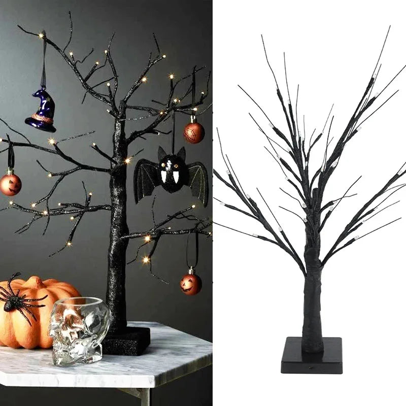 Halloween LED Birch Tree Light for Small Decorations.  Great to dis[play children's handmade Halloween items