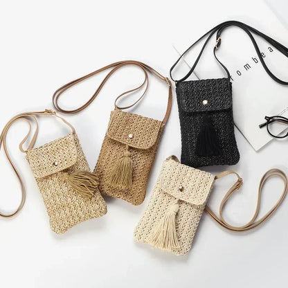 Straw Mobile Phone Shouder  Mini Crossbody Bohemian Style