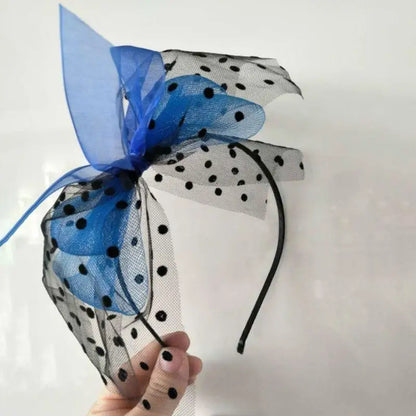 Vintage Tea Party Hat Ultra-Large Polka Dot Bowknot Headband