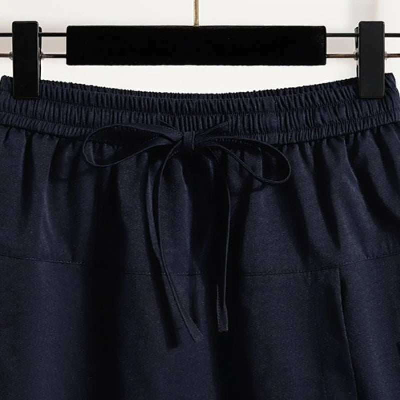 Sizes to 4XL  High-Waisted Casual Shorts Skirt With Elastic Waistband and a Cover Flap