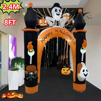 Halloween Inflatable Archway Built-in LED Light Pumpkin Prop Outdoor Decoration