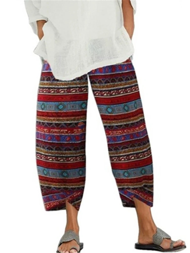 18 Solid and Patterned Cotton Linen Harem Pants, Wide Leg Trousers with Pockets